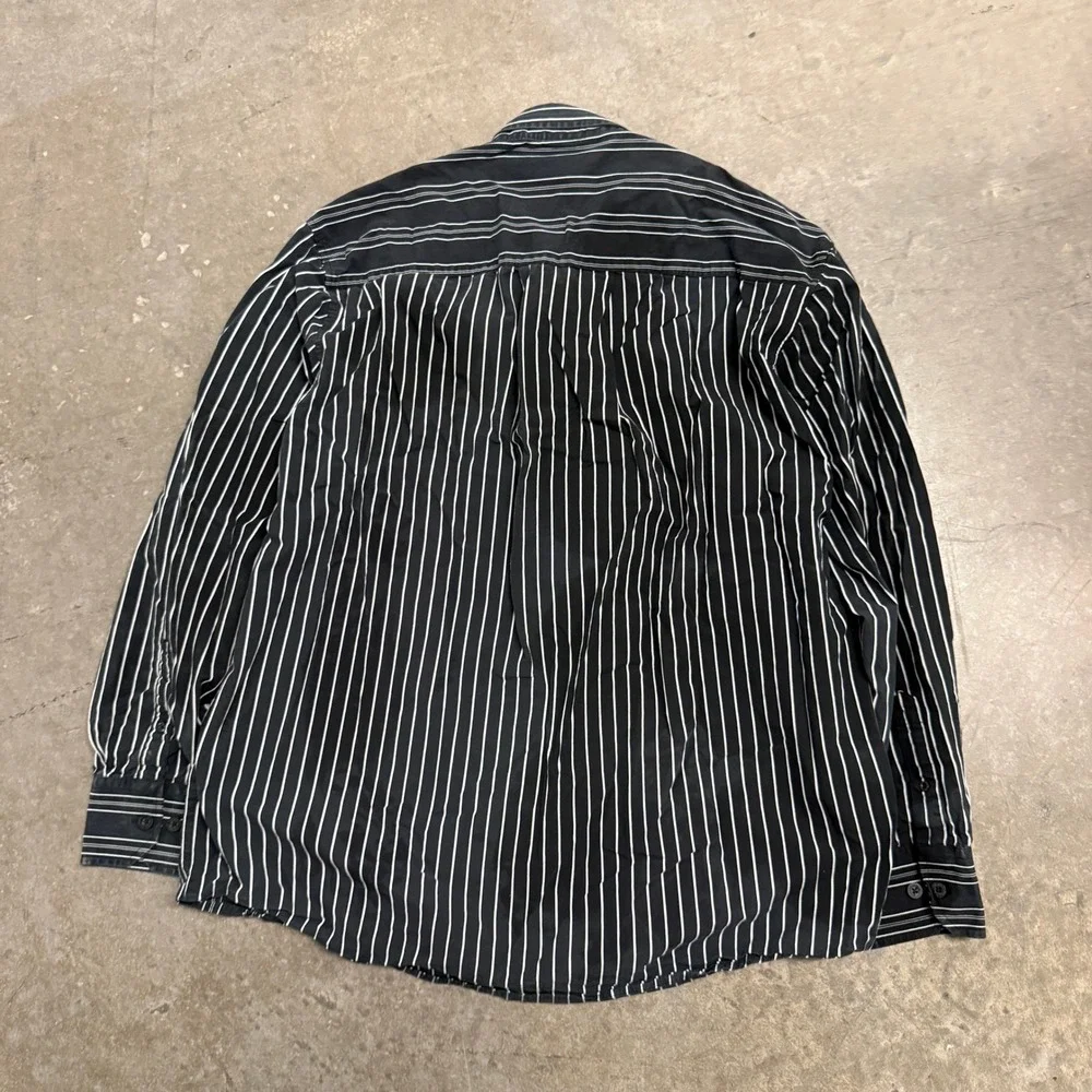 Southpole Mens Black White Pinstripe Long Sleeve Button Down Shirt XL Streetwear
